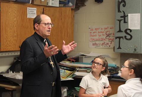 saint thomas apostle bishop catholic school grand visits walkowiak students rapids enjoyed recent visit schools