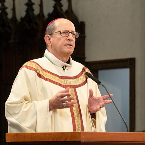 Bishop Walkowiak at the 2020 Back to School Mass.