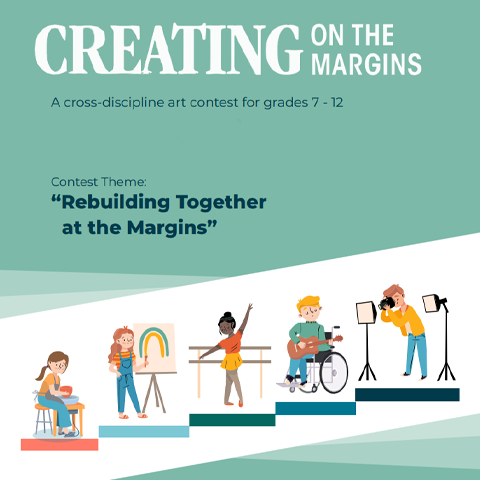 Creating on the Margins contest promotion showing illustrations of young artists
